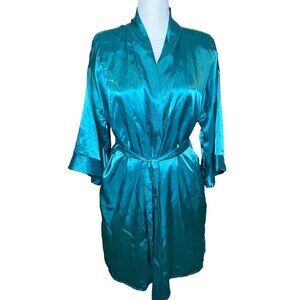 Blue Satin Short Belted Robe Sz S